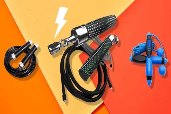 three jump ropes on colorful background