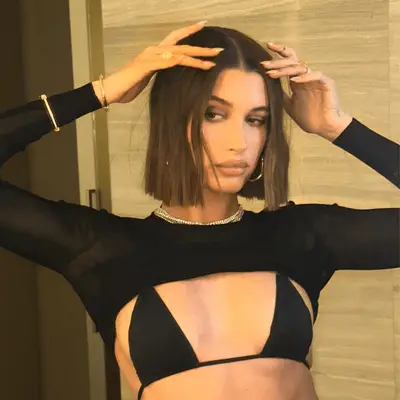 Hailey Bieber with a