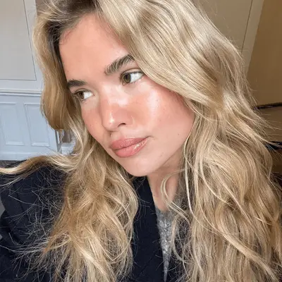 Matilda Djerf wearing the Scandi hairline trend