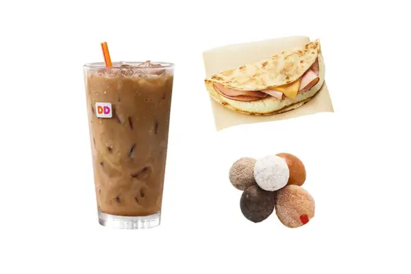 Dunkin Donuts healthy orders ice coffee wake up wrap munchkins