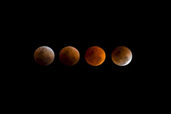 Multiple exposures of the total lunar eclipse on 31st January 2018, Bangkok, Thailand.