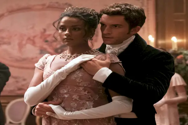 bridgerton l to r simone ashley as kate sharma, jonathan bailey as anthony bridgerton in episode 204 of bridgerton cr liam danielnetflix © 2022