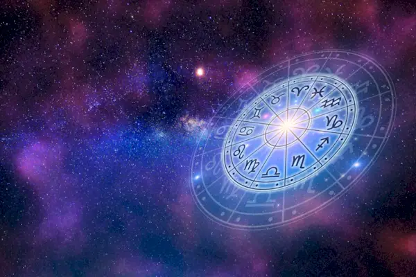 Zodiac signs inside of horoscope circle