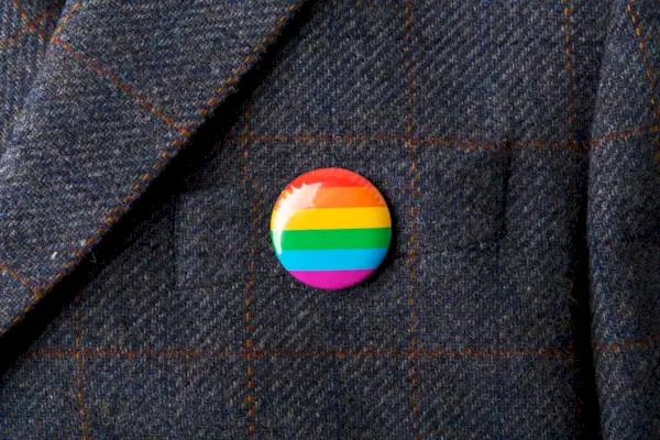 LGBTQIA badge. Concept of celebration of LGBTQ Pride flag day and people rights.