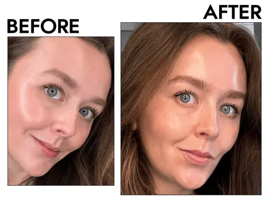 before and after photo of woman