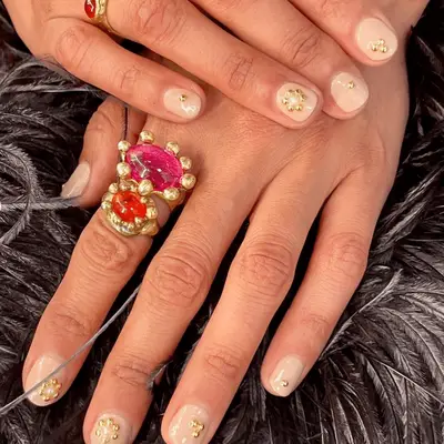Tessa Thompson latte nails