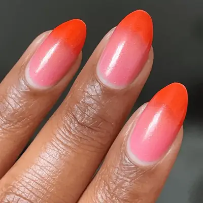Ombre blood orange nails