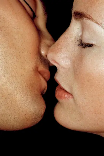 Couple preparing to kiss, close-up