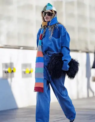 Rita Ora wearing a snood scarf