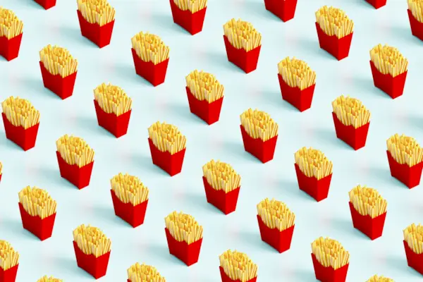French fries low poly pattern background