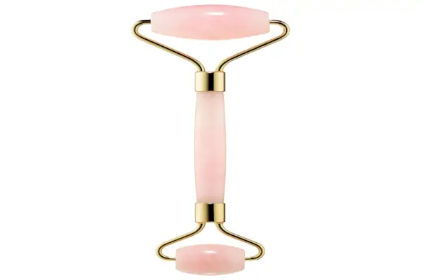 Rodillo facial de cuarzo rosa