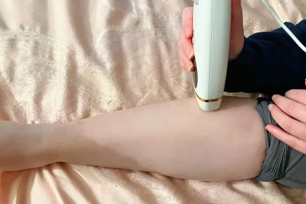 Hand using the nood The Flasher 2.0 on leg