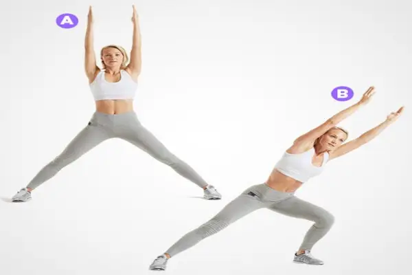 Seitlicher Ausfallschritt zur Overhead-Reach-Bewegung