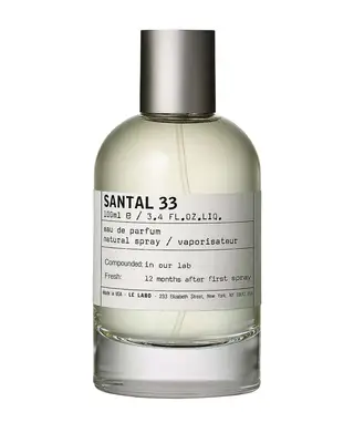 Le Labo Santal 33 on white background