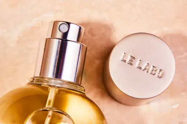 The sprayer on the bottle of Le Labo Santal 33 Eau de Parfum