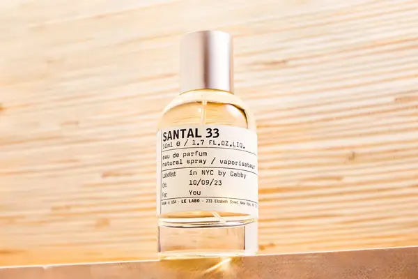 A bottle of Le Labo Santal 33 Eau de Parfum