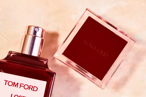 The cap on a bottle of Tom Ford Lost Cherry Eau de Parfum
