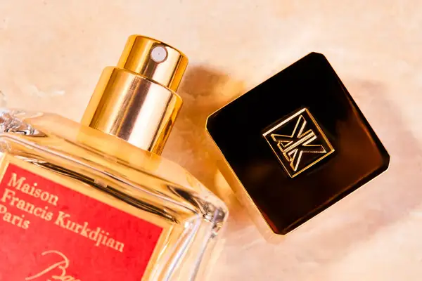 Close up of Maison Francis Kurkdjian Baccarat Rouge 540 Eau de Parfum with cap removed