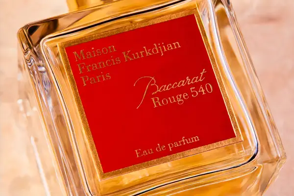 The label on Maison Francis Kurkdjian Baccarat Rouge 540 Eau de Parfum