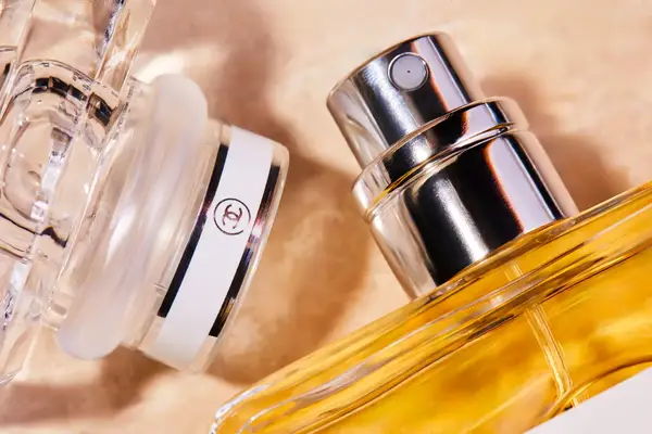 The sprayer on a bottle of Chanel No. 5 Eau de Parfum