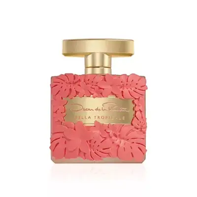 Coral and gold floral bottle