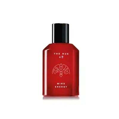 Red bottle of perfume with black top