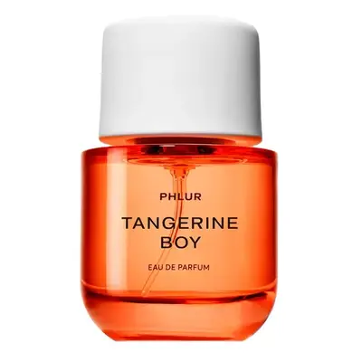 Orange perfume bottle with white cap
