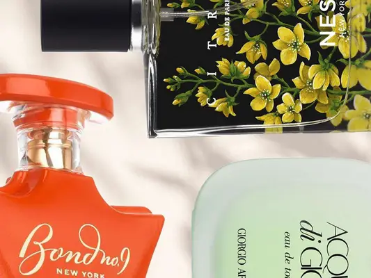 Nest New York, Giorgio Armani, and Bond No. 9 New York Citrus Perfume Bottles