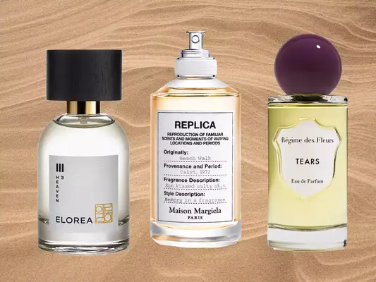 collage of popular summer fragrances