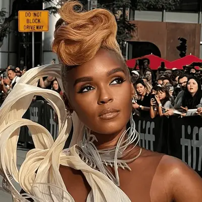 janelle monae wearing sculptural updo