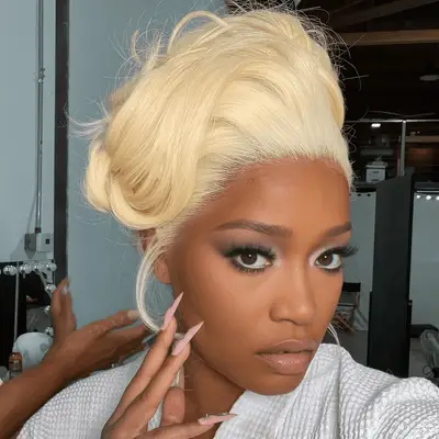 keke palmer with platinum blonde bouffant