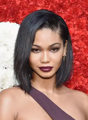 Chanel Iman with a deep-side parted asymmetrical haircut