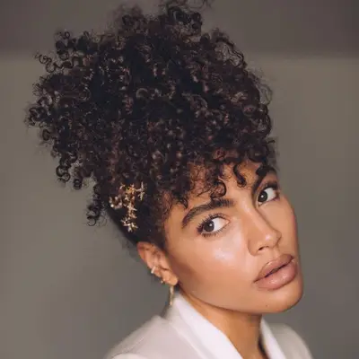  afro hair in a Pineapple style 