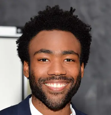 Donald Glover with haircut longer on top short on sides
