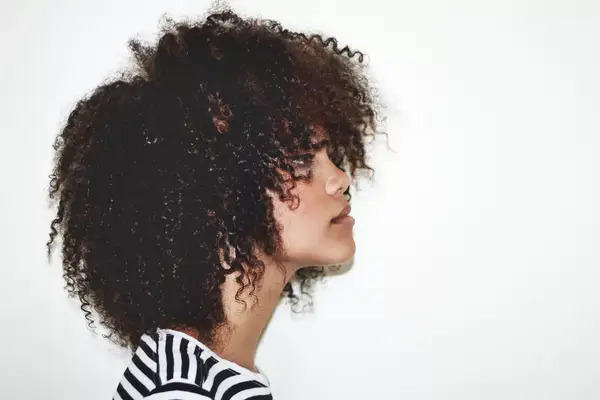 woman with curly hair