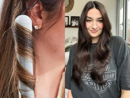 Hair Styling Wands being used on a female tester and showing the results after