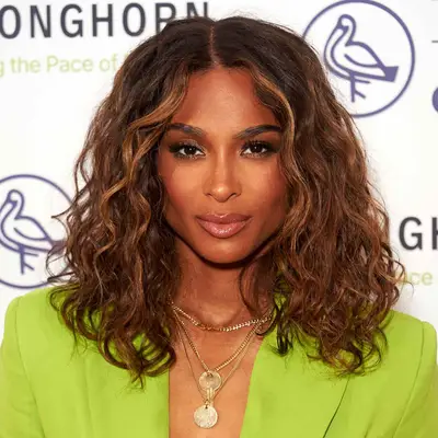 balayage caramel hair on Ciara