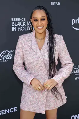 Tia Mowry wearing long goddess braids at the 2023 