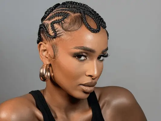 woman with braided baldie hairstyle