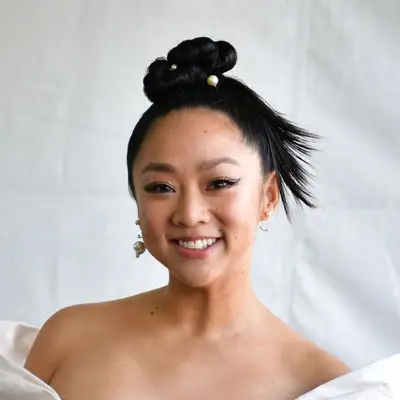 A close up of the actor Stephanie Hsu