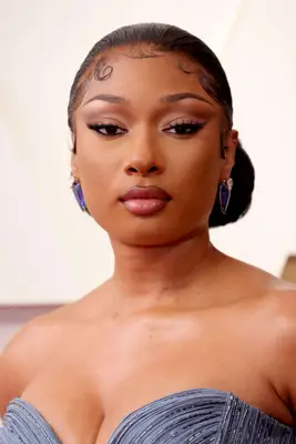 Close up of Megan Thee Stallion on the red carpet at the Oscars