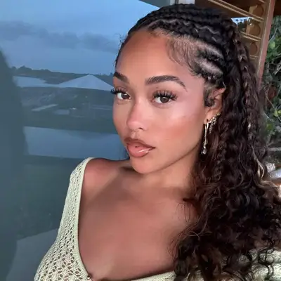 Jordyn woods wearing braided hairstyle