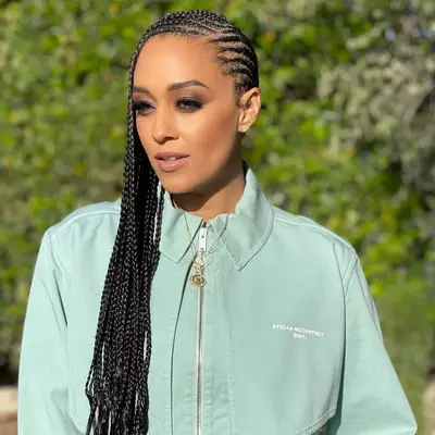 tia mowry wearing braided hairstyle