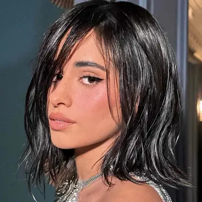 Camila Cabello wears wet-look bob