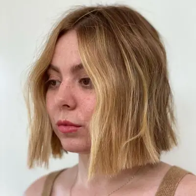 Beach-kissed ginger hair cut in a bob