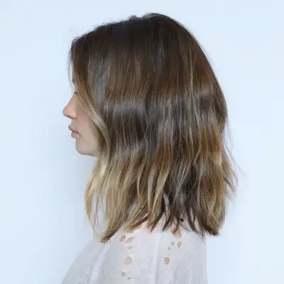 Dirty blonde and light blonde cool-toned balayage on short hair