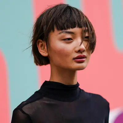 Bob with Bangs Faux Sideburn