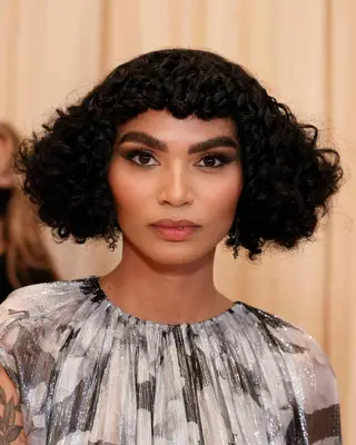 Sophia Roe with curly bob and baby bangs 