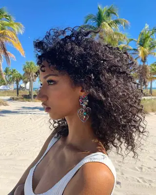 Aiden natural curly long layered hair