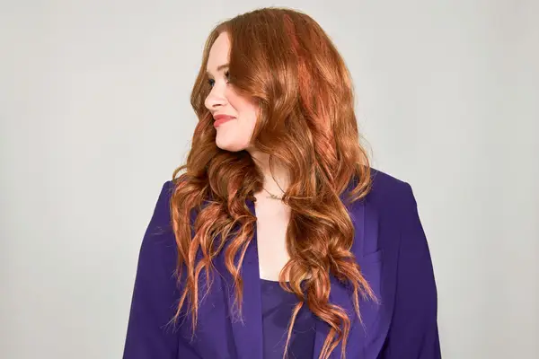 Person wearing long red Hidden Crown Hair Extensions Crown Clip-Ins